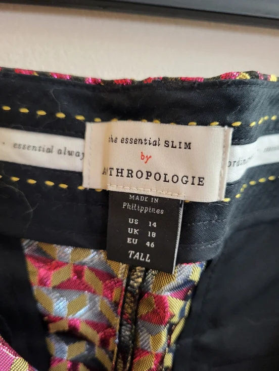 Anthropologie Essential Slim Geometric Jacquard Pants Size 14 Tall NWT - Picture 8 of 12